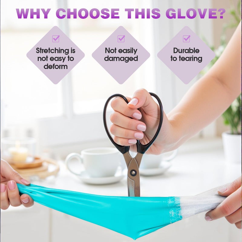Elgood Reusable Long Dishwashing Cleaning Gloves with Latex Free, Long Cuff,Cotton Lining,Kitchen Gloves 2 Pairs,Purple+Blue Medium - Image 3